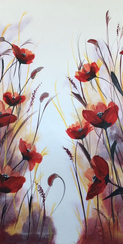 Red and orange poppies by Marja Brown