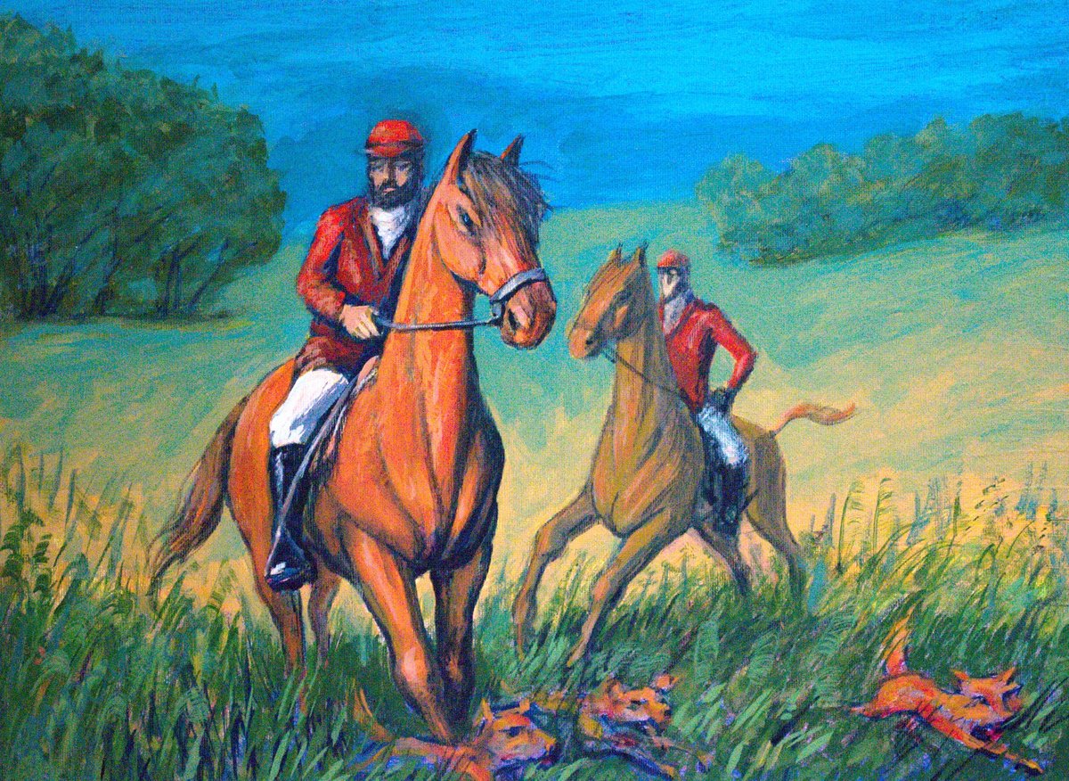 Expressive Portrait Oil Painting By Rumen Sazdov, 16 X 12", Fox Hunting, Original Artwork