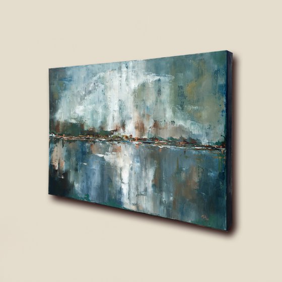 Storm from the Sea - Abstract Oil Landscape Painting