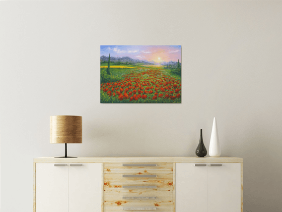 Serene poppy field