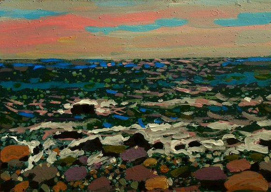 sea and stones . original painting 30x21 cm