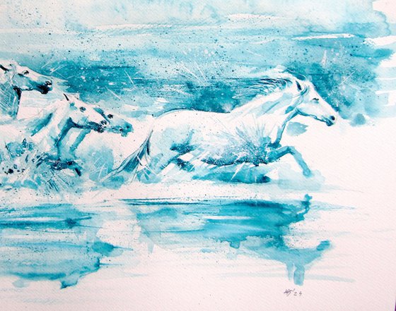 Running horses