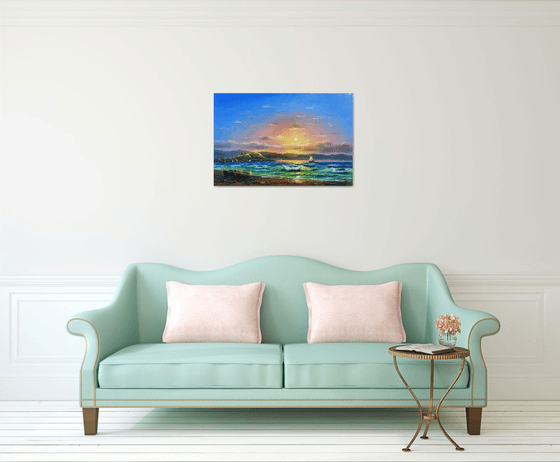 Lake Sevan (60x90cm, oil painting)