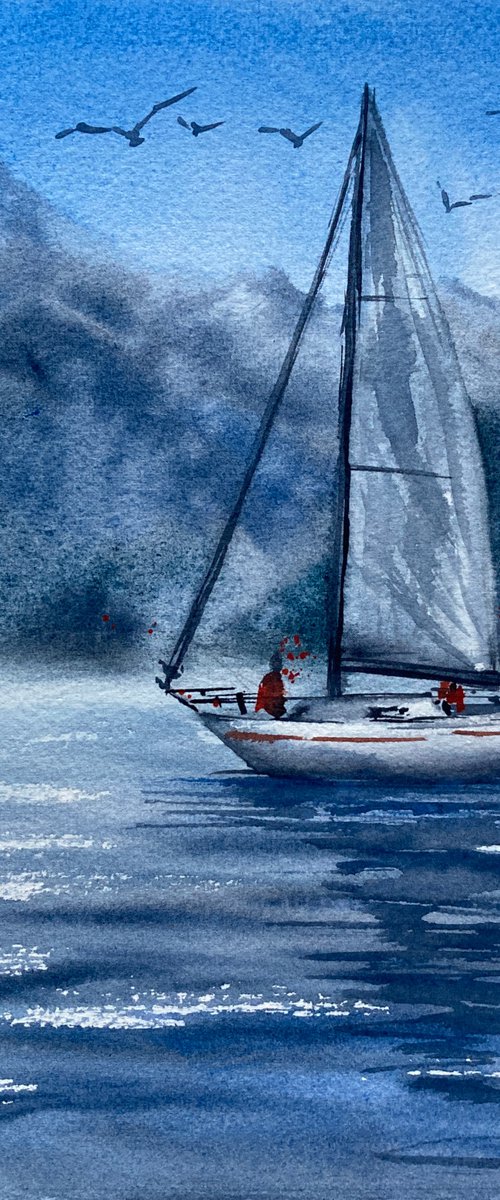 Light Blue Yacht by Valeria Golovenkina