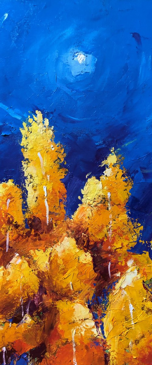 Aspen Tree Painting, Autumn Forest Art, Landscape Wall Art by Volodymyr Smoliak