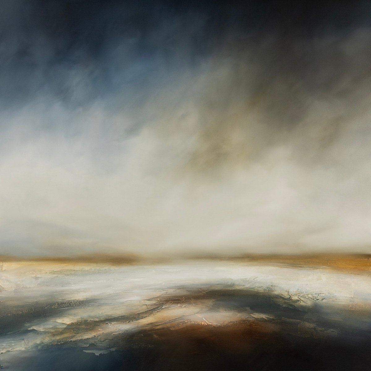 Abstract Landscape Oil Painting By Paul Bennett, 39 X 39", Brighter Days, Original Artwork