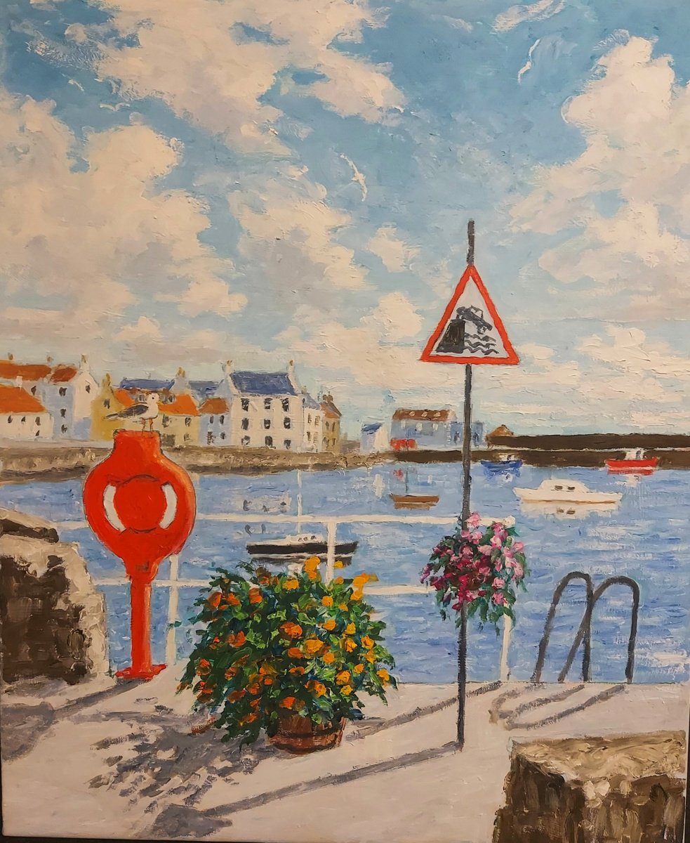 Landscape Oil Painting By Colin Ross Jack, 20 X 24, St Monans Harbour Scene #4, Original Artwork