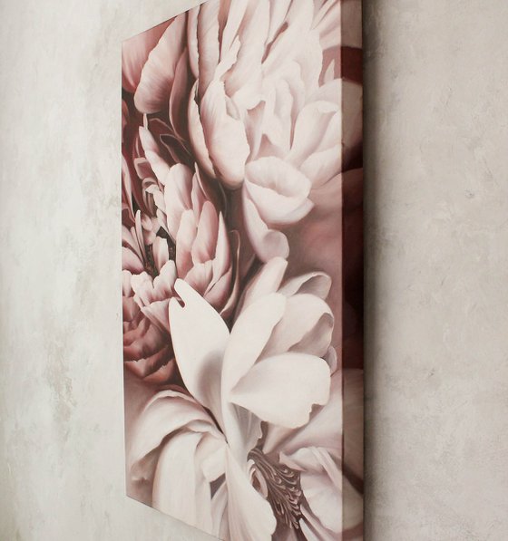 "Purple Peonies" Flowers purple pink art