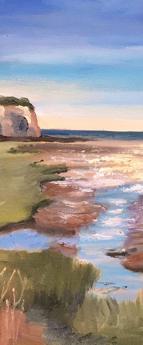 Morning light on the Kent coast. An original oil painting by Julian Lovegrove Art