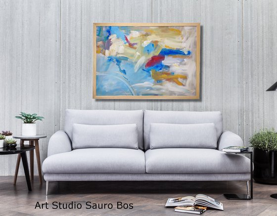 framed paintings for living room/extra large painting/abstract Wall Art/original painting/painting on canvas 100x70-title-c753