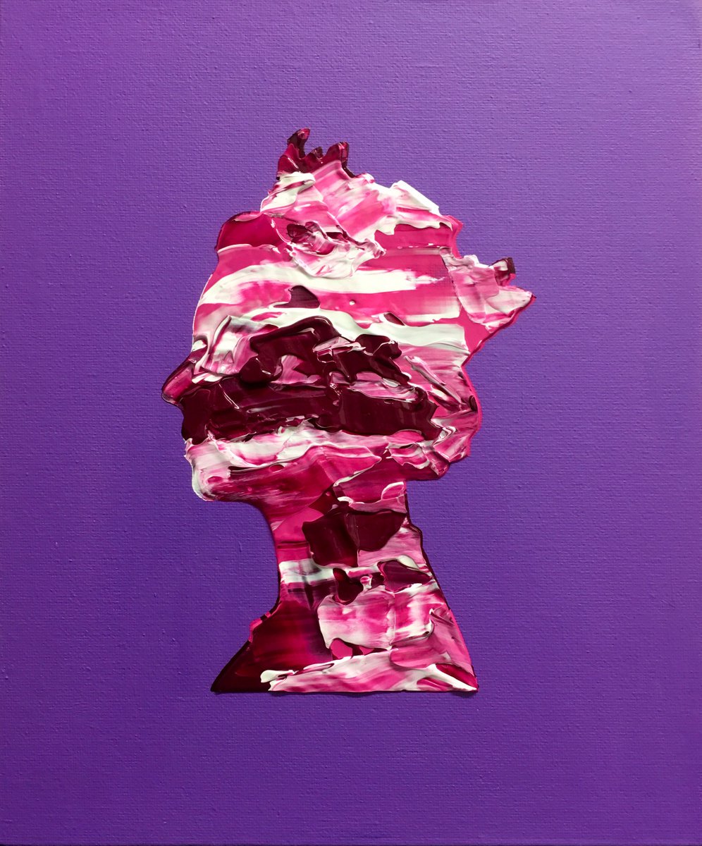 Queen 58 on purple background , purple and pink Marble inspired by