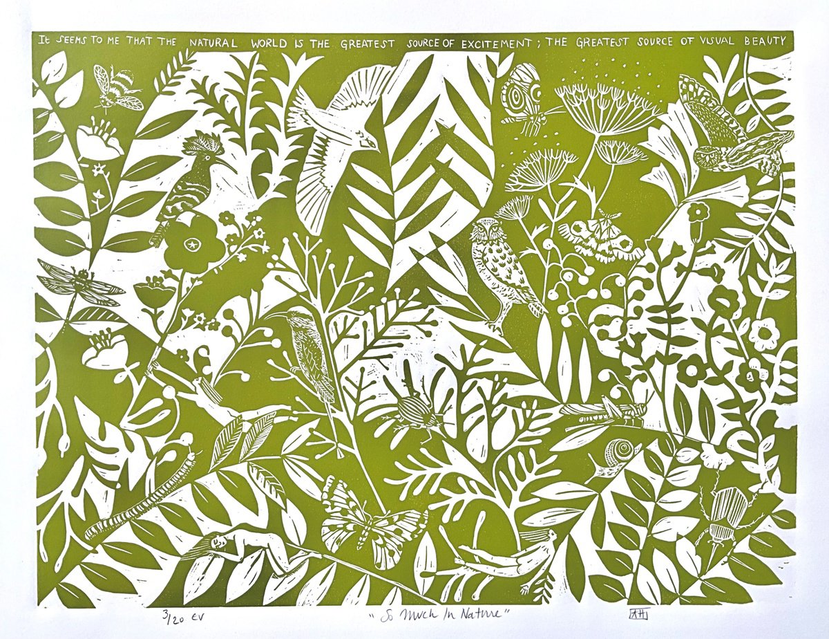 Animal Linocut By Alison Headley, 19 X 15, So Much In Nature, Original Artwork