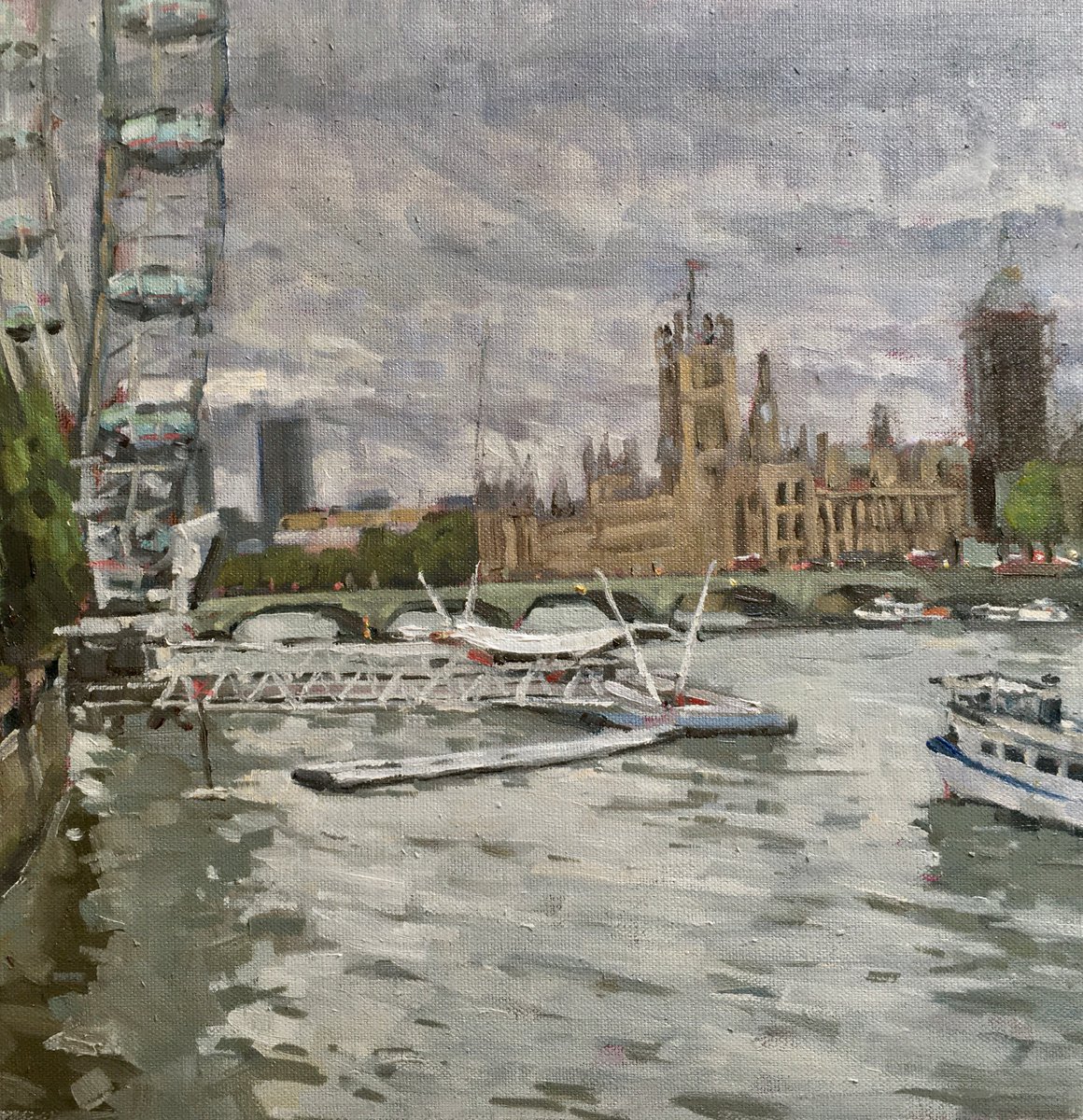 London Eye and Houses of Parliament by Louise Gillard
