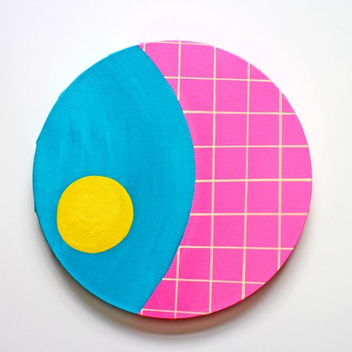 Abstract Circle #3 Swimming Pool Painting on Round Canvas by Ian Viggars