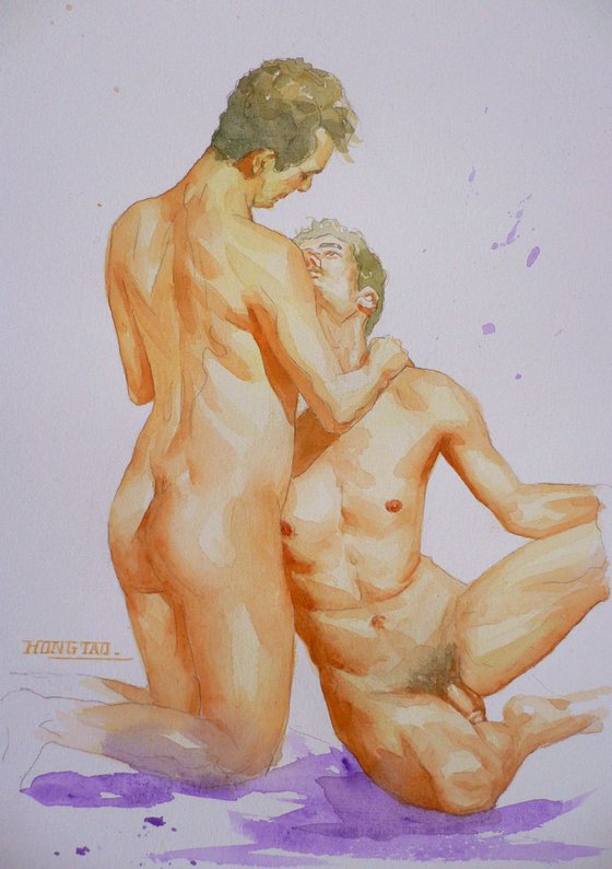 watercolour painting  male nude #16-4-18-07