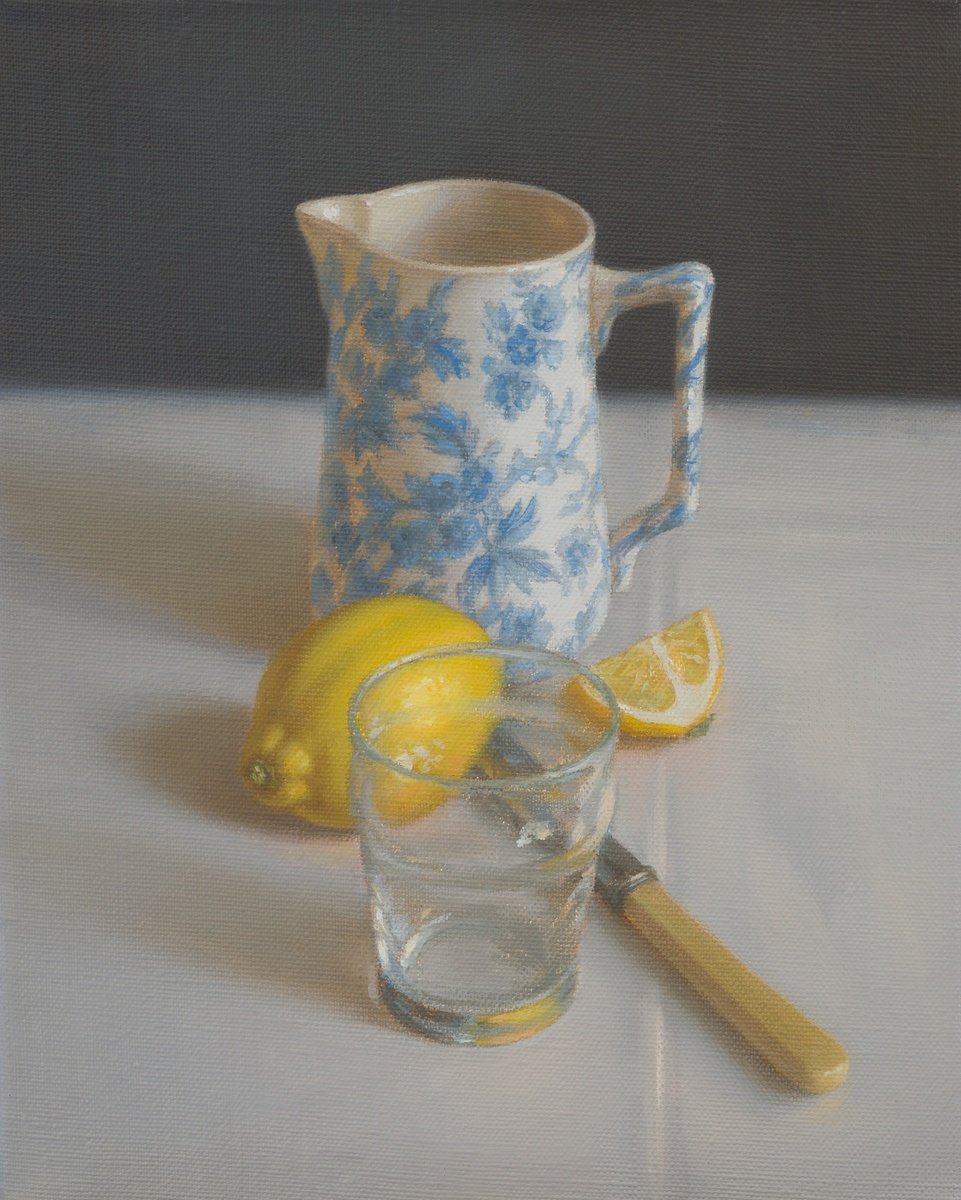 Photorealistic Still Life Oil Painting By Irina Trushkova, 9 X 12, Still Life With Milk Jug, Original Artwork