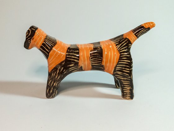 Ceramic sculpture Tiger 14x8 x4 cm