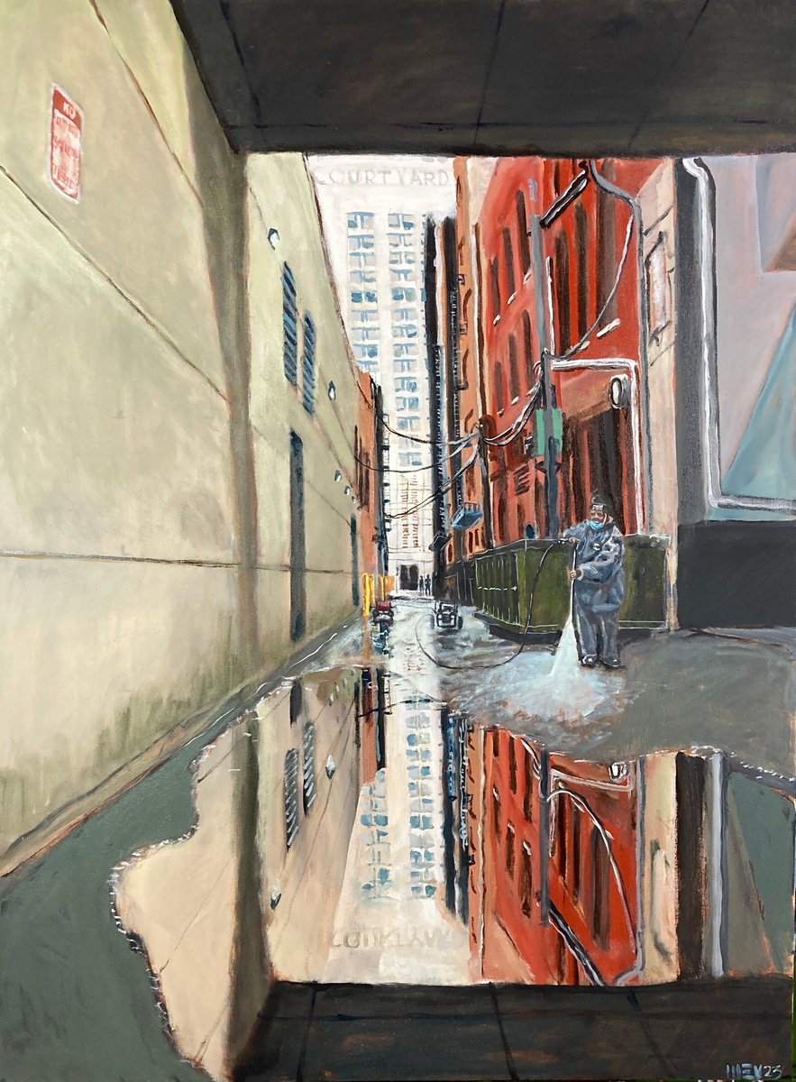 Expressive Oil Painting , Alley Wash By Michael E. Voss, 36 X 48, Artwork For Sale On Artfinder