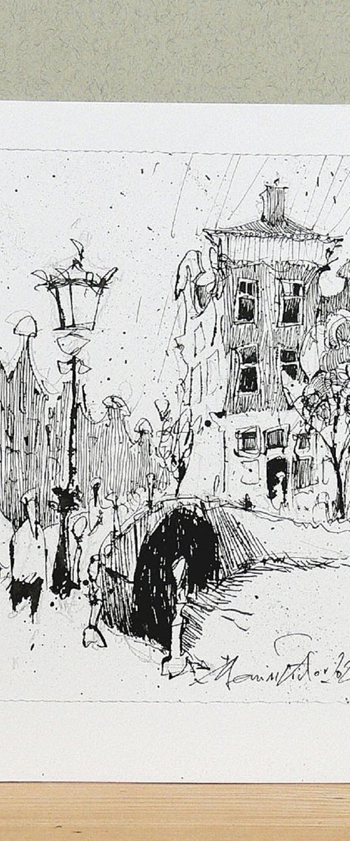 Amsterdam, ink drawing. by Marin Victor