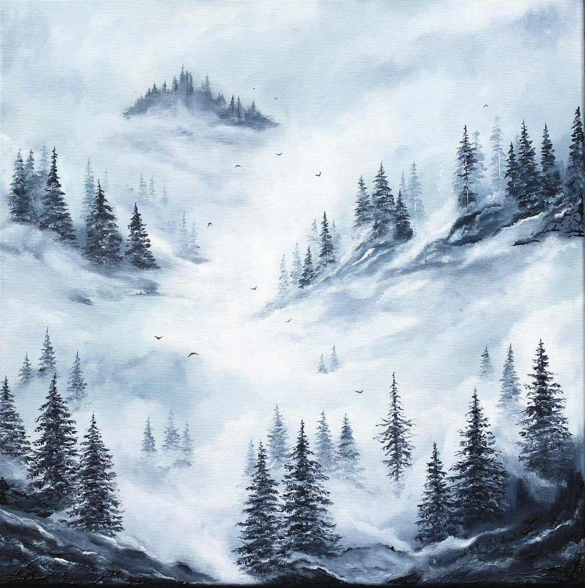 The Silence Between Branches By Katerina Koroleva, 20 X 20, Artwork For Sale On Artfinder