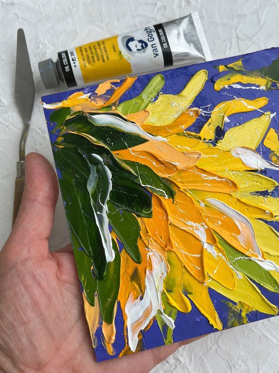 Sunflower oil impasto painting