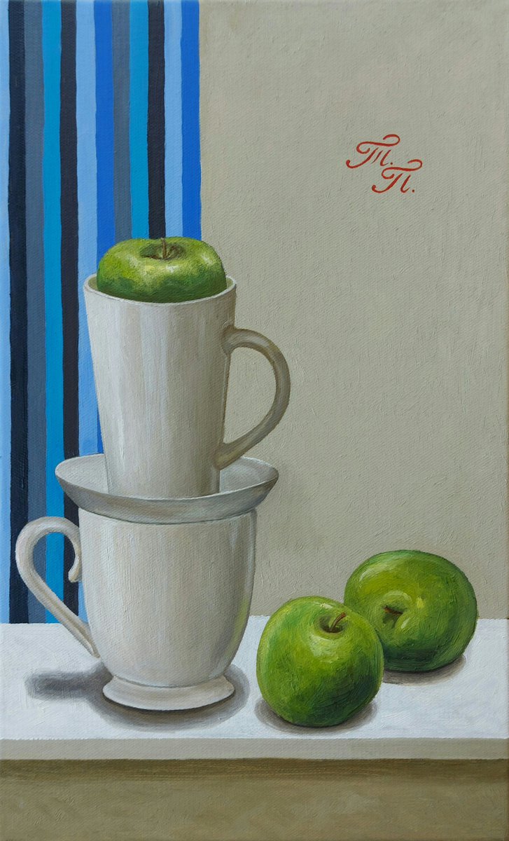 2 mugs and 3 apples by Tatiana Popova