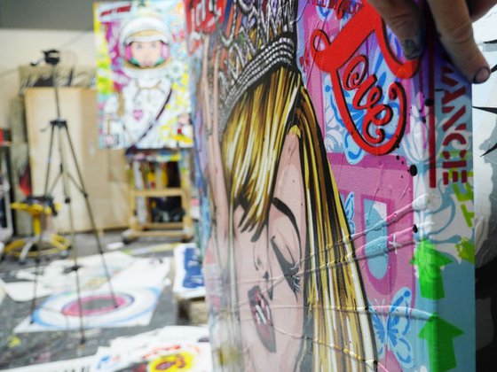 Queen love #Huge 140cm x 100cm texture Urban Pop Art beauty