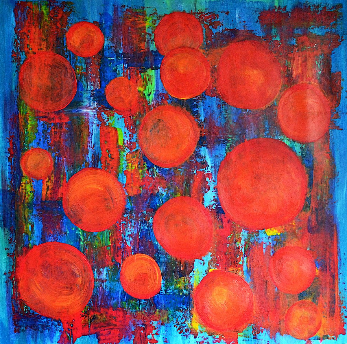  Abstract Poppies By Isabelle Vobmann, 37 X 37, Artwork For Sale On Artfinder