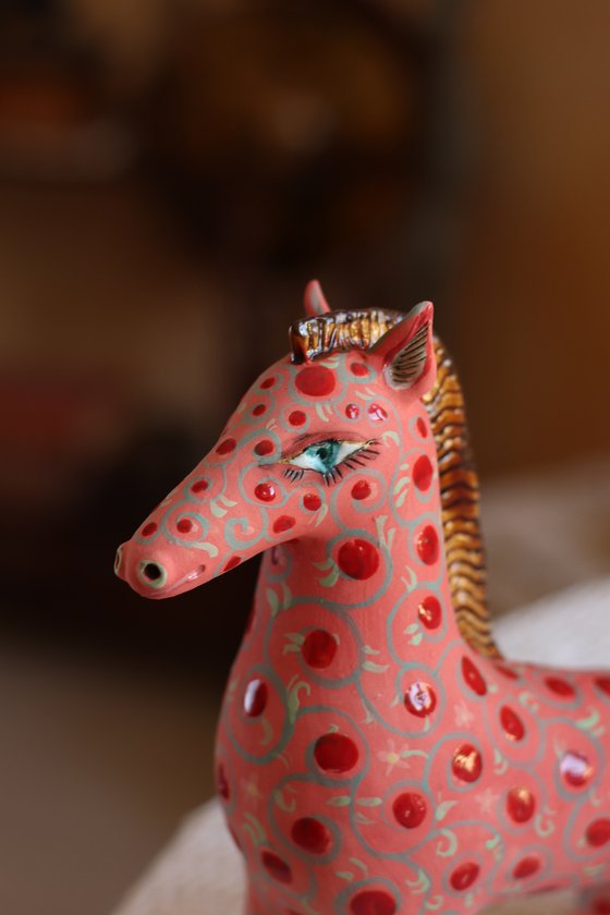 Red Horse. Ceramic Sculpture by Elya Yalonetski