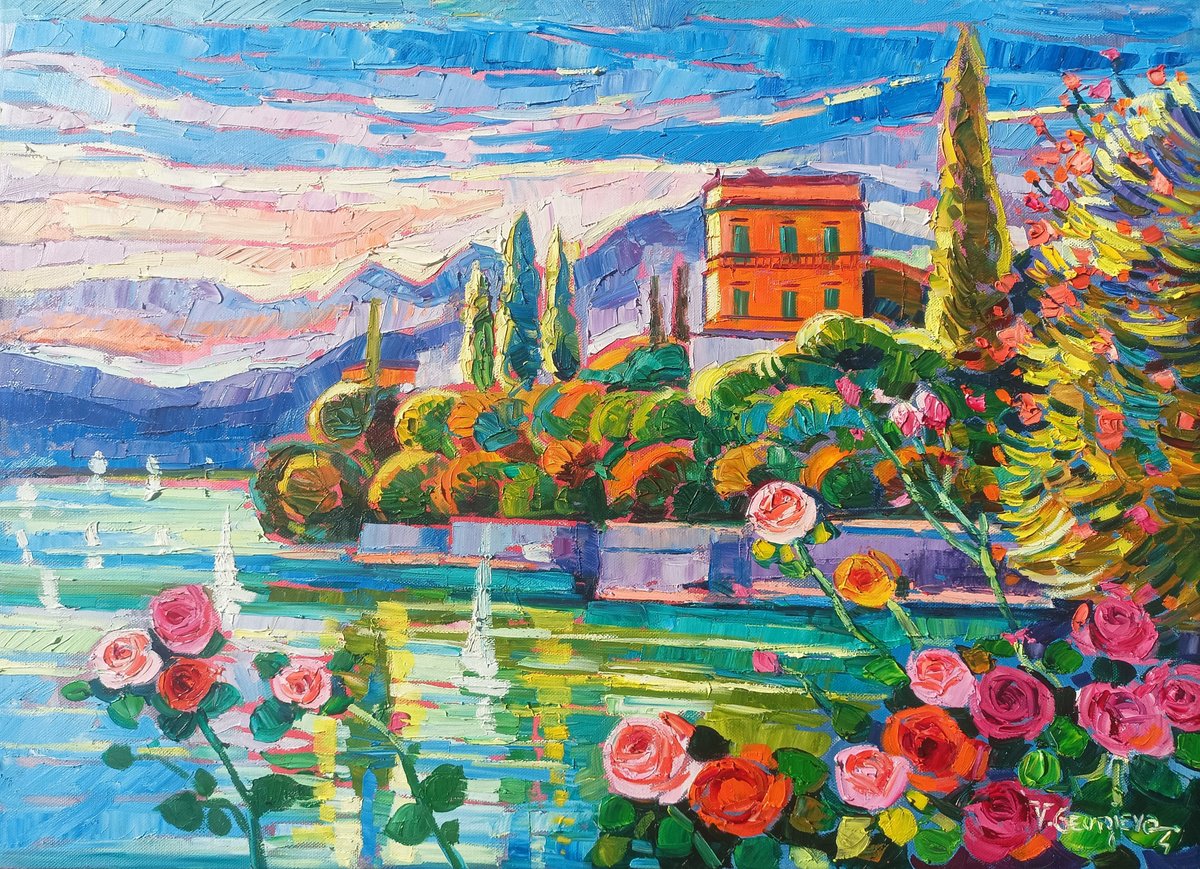 Tender Roses At Lake Como By Vanya Georgieva, 28 X 20, Artwork For Sale On Artfinder