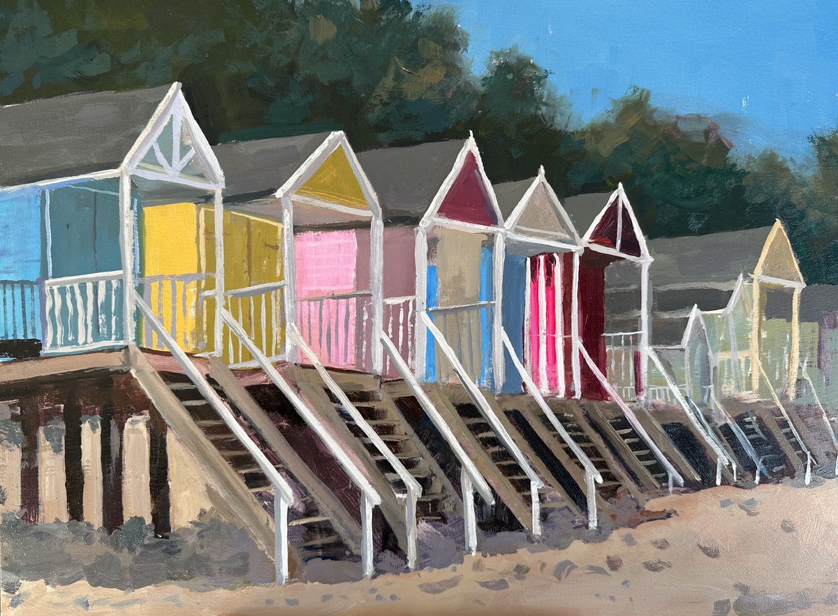 Beach Huts At Wells By Toni Swiffen, 16 X 12, Artwork For Sale On Artfinder