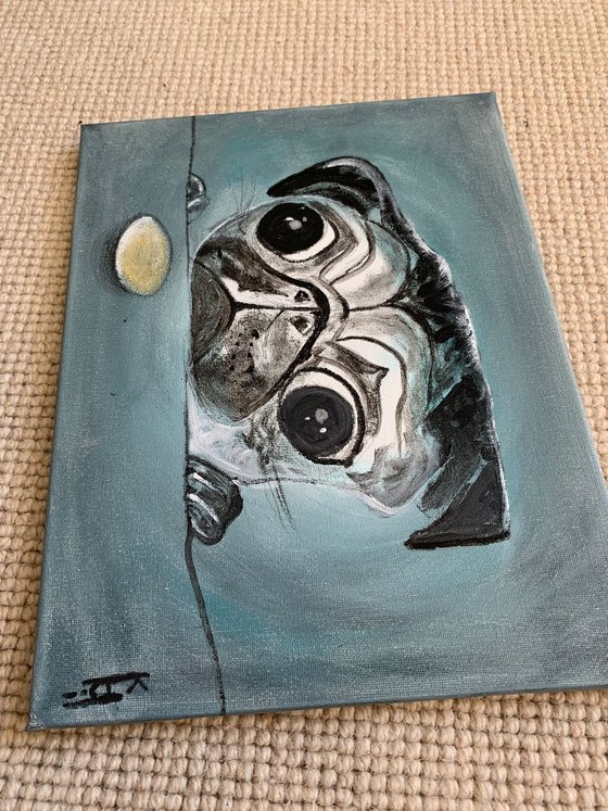 Animal Portraits, Dog Painting, Pugs, Original Artwork, Animal Lover Gift, Home Decor, Kitchen Decor, Gifts For Him, 30x23cm