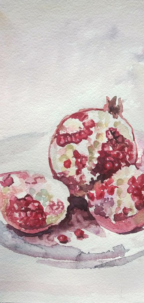 Pomegranate. - Original watercolour painting. by Mag Verkhovets