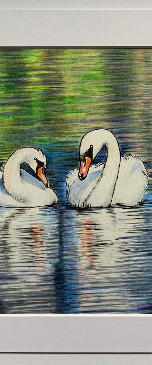 Swan lake by Karen Elaine  Evans