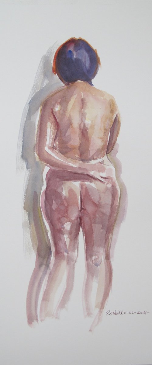 standing female nude back study by Rory O’Neill