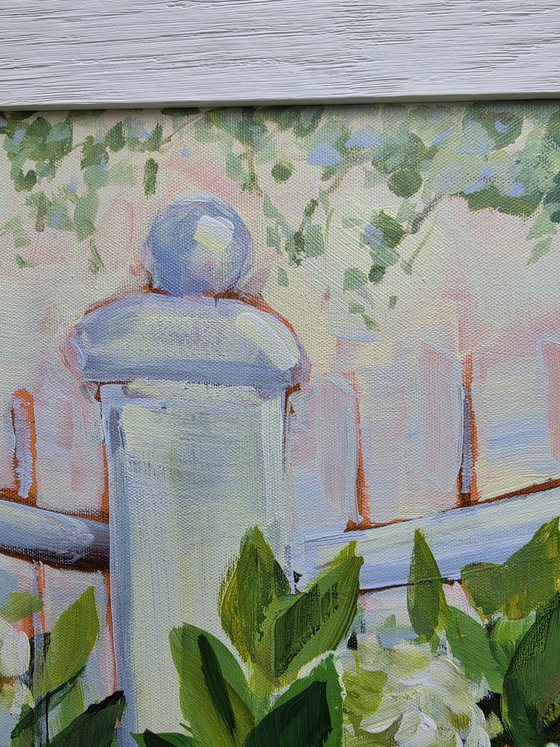 White Hydrangeas by the Fence