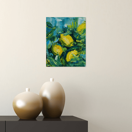Abstract Lemon Impasto Art