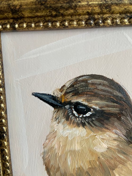 Bird painting mini art framed 14x18cm 5x7inch