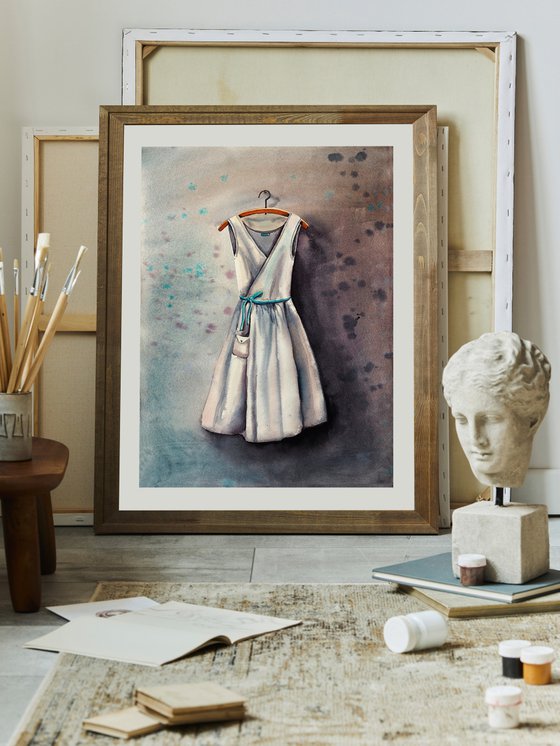 Little gray dress - original watercolor