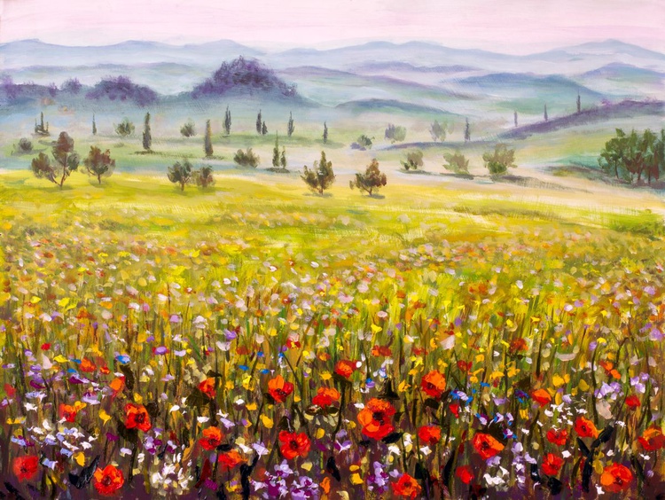 Artwork Italian Tuscany Cypresses Landscape With Artfinder
