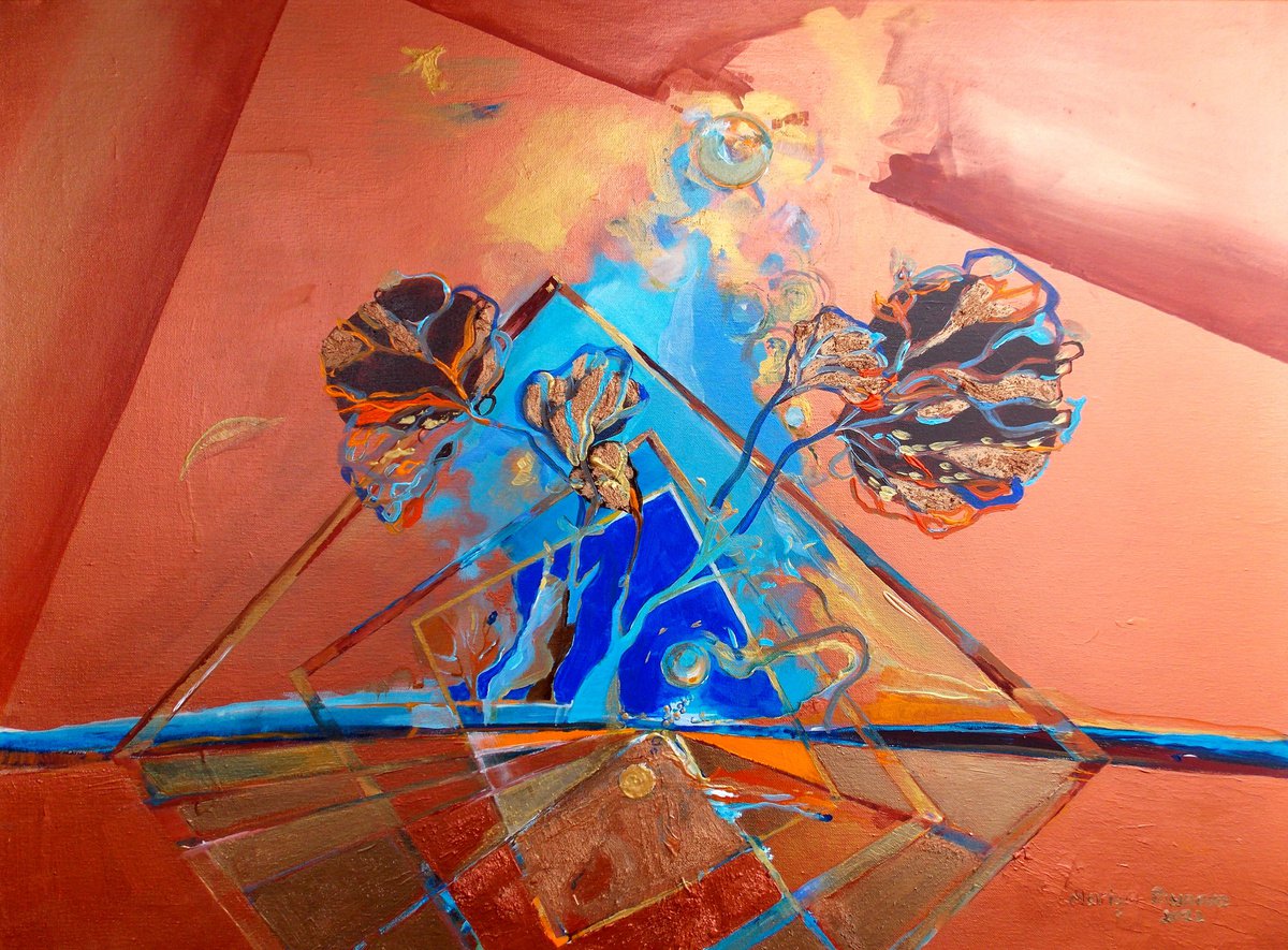 Expressive Landscape Acrylic Painting By Maria Paunova, 31 X 24", Out Of The Rules, Original Artwork