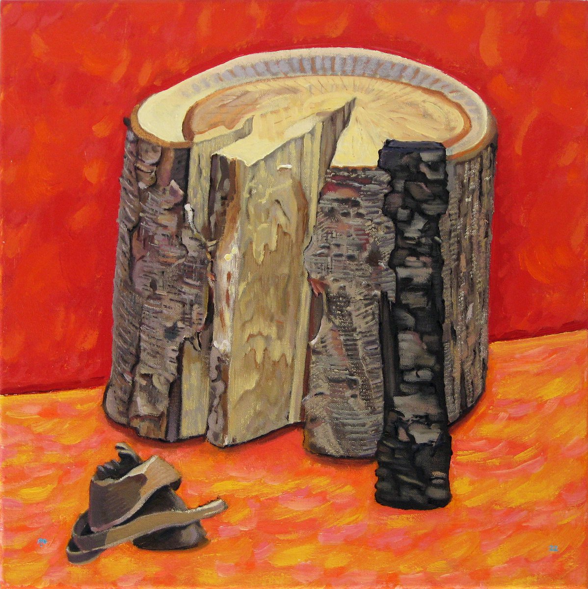 Still Life Oil Painting By Richard Gibson, 16 X 16", Timber Group (1), Original Artwork