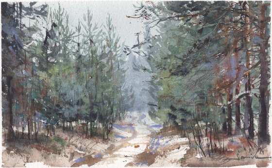 Landscape painting watercolor