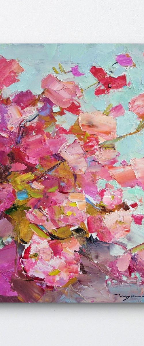 Blossoming cherry tree branches. by Helen Shukina