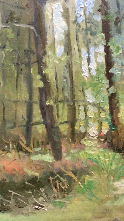 Forest trees, oil painting by Julian Lovegrove Art