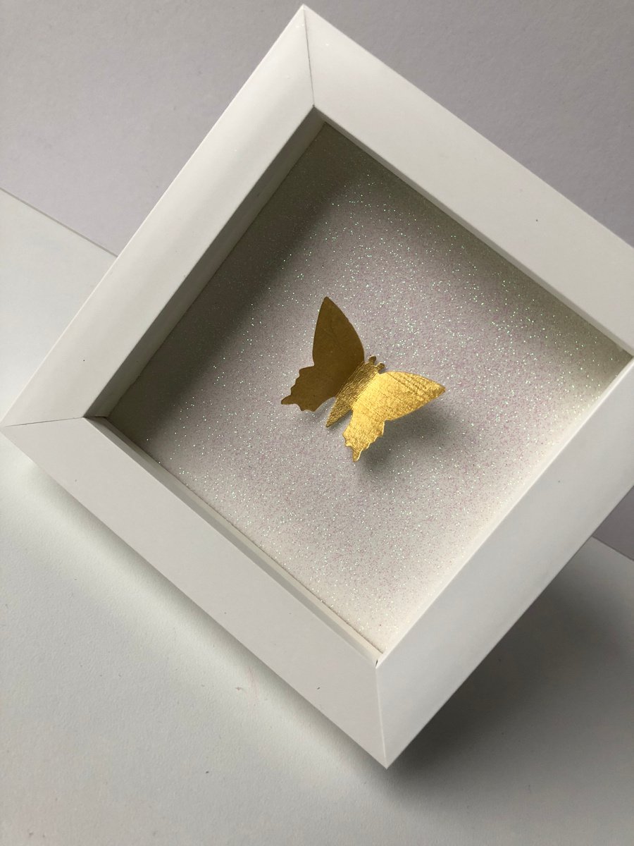 Gold Leaf Butterfly Box Sculpture by Lorna Doyan