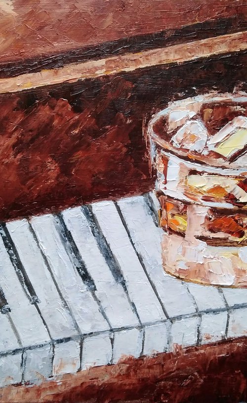 Glass of whiskey on the piano by Yulia Berseneva