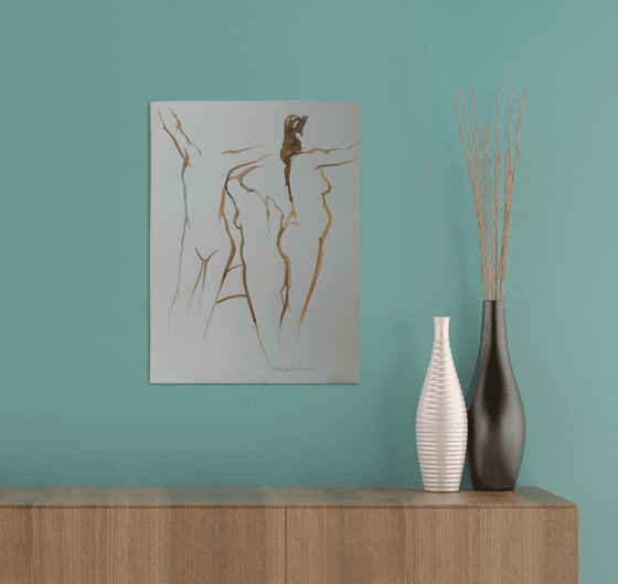 standing female nude 3 poses