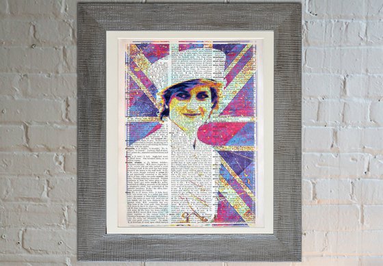 Diana - Princess of Wales - Collage Art on Large Real English Dictionary Vintage Book Page