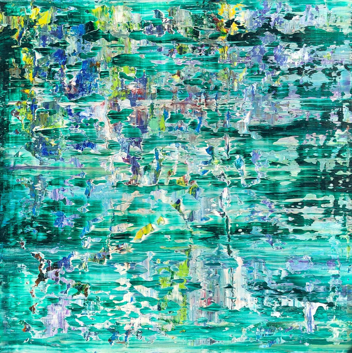 Abstract Botanical Oil Painting By Svitlana Andriichenko, 20 X 20", Water Lilies. A45, Original Artwork